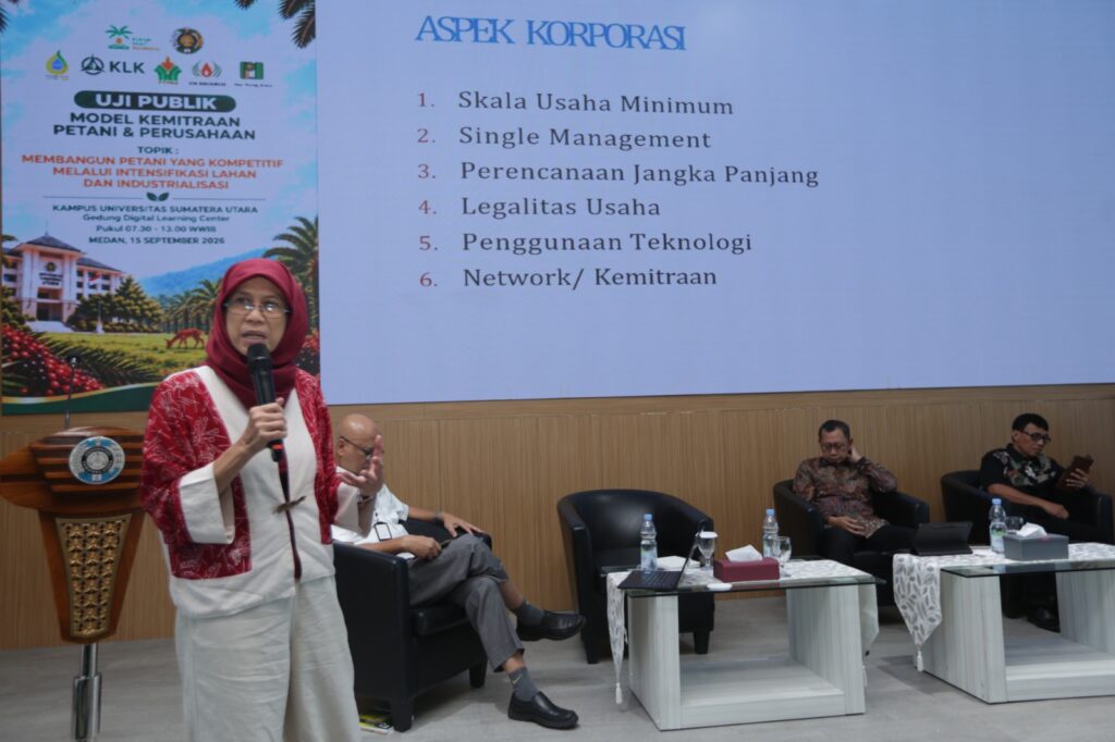 Lahan Makin Terfragmentasi, USU Dorong Model Korporasi Petani Sawit Guru Besar Fakultas Pertanian Universitas Sumatera Utara (USU), Prof. Dr. Diana Chalil.